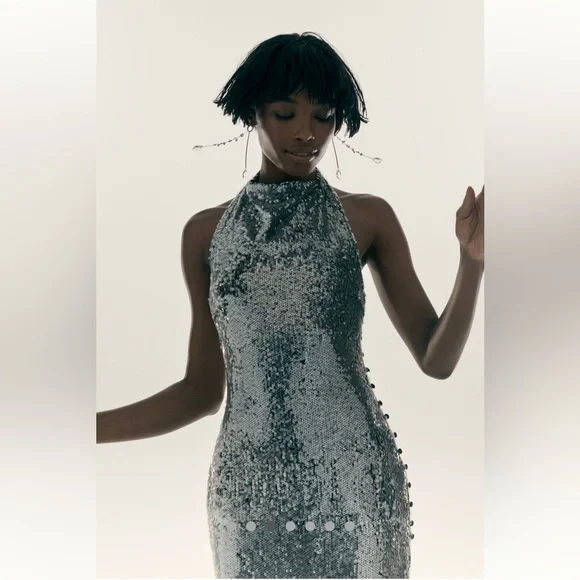 🎉SUPER RARE🎉 Anthropologie NWT MISHA Matilda Sequin Maxi Dress size L. - Picture 5 of 12